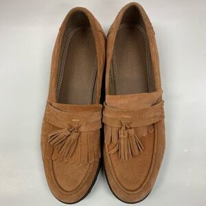 ASOS shoes tan suede leather slip on loafers
